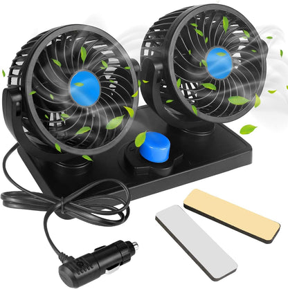 Dual-Head Portable Car Fan