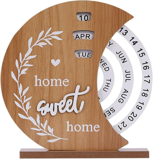 تقويم مكتب خشبي على شكل قمر