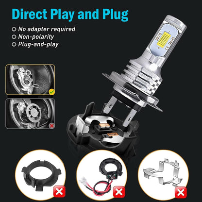 H7 LED White 6000K Headlight Bulbs