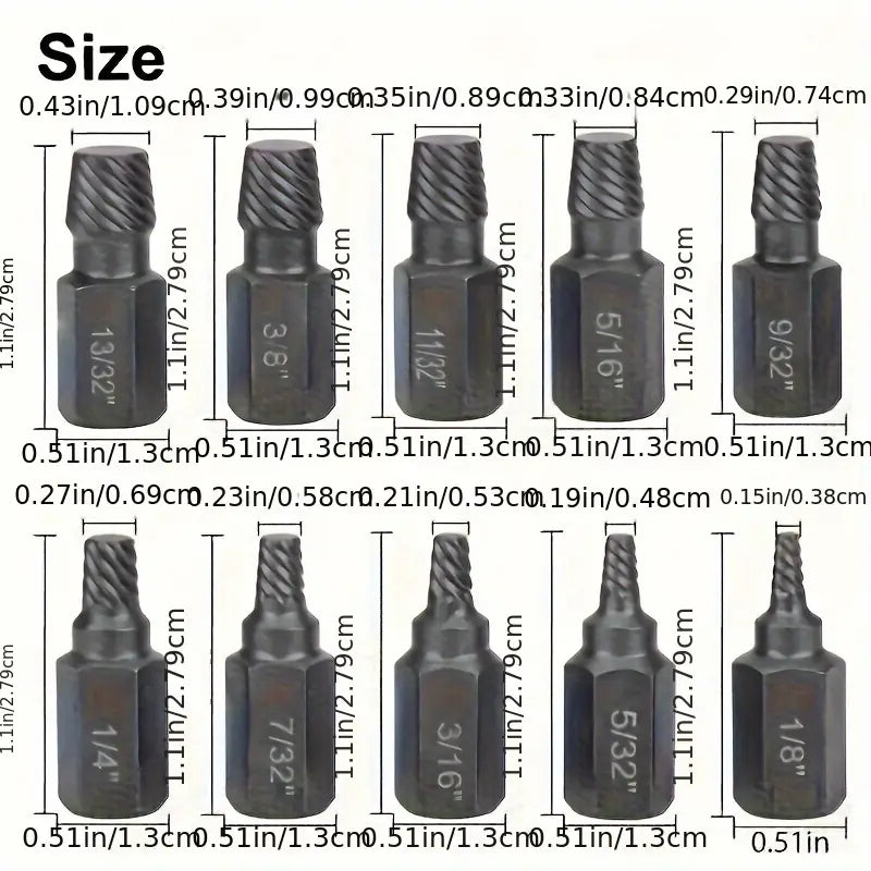 10pcs Damaged Screw Extractor