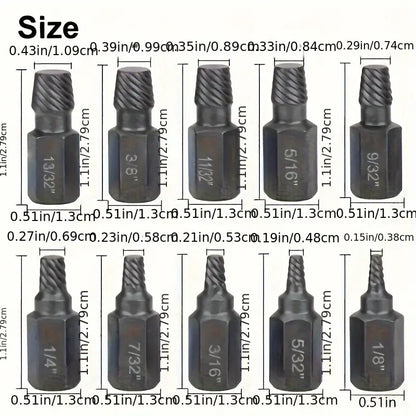 10pcs Damaged Screw Extractor